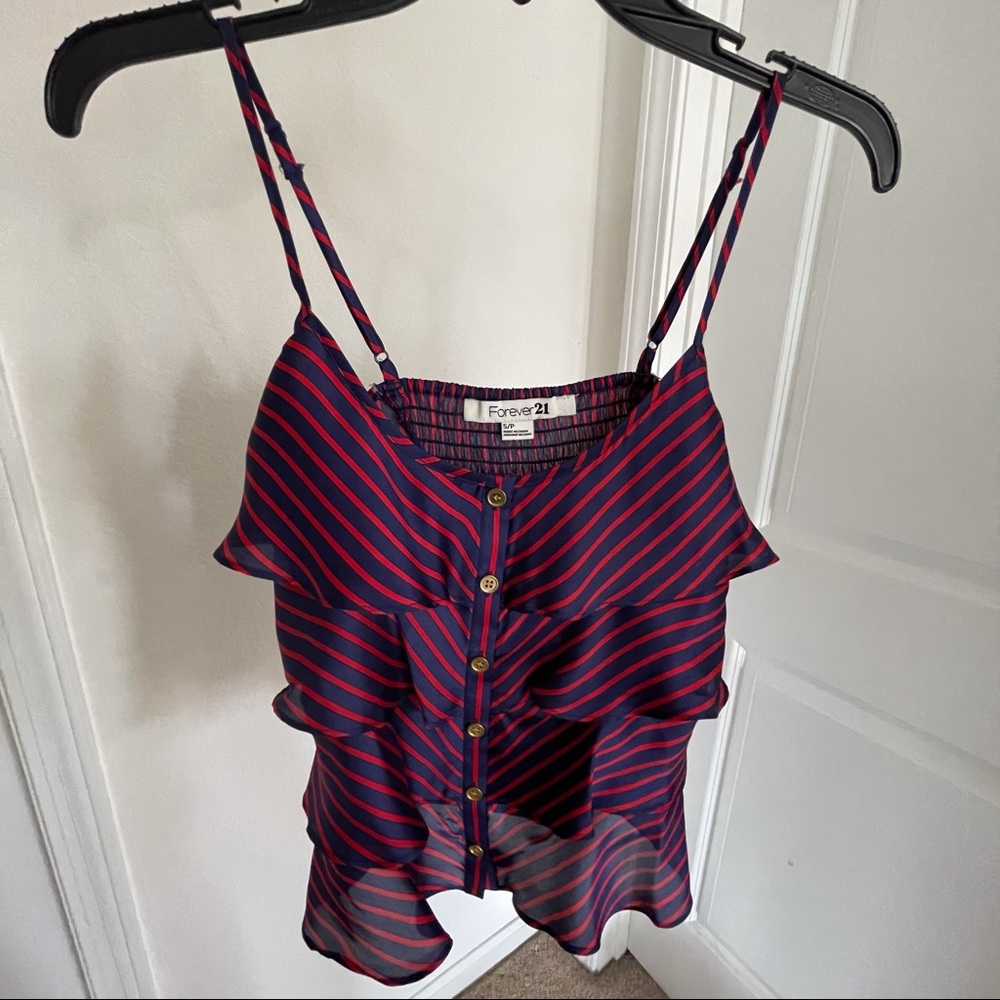 Forever 21 Red & Blue Spaghetti StrapTop